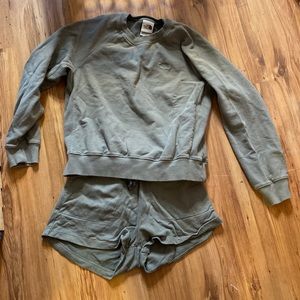 North Face shorts and crew neck set